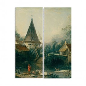 Модульная картина «Пейзаж в окрестностях Бовэ» Буше Франсуа из 2 холстов 70x90