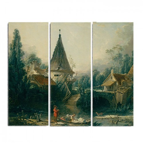 Модульная картина «Пейзаж в окрестностях Бовэ» Буше Франсуа из 3 холстов 120x100