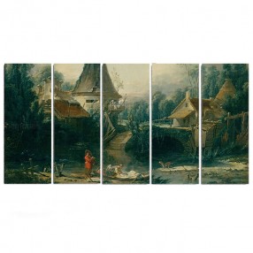 Модульная картина «Пейзаж в окрестностях Бовэ» Буше Франсуа из 5 холстов 180x90