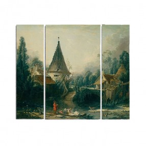 Модульная картина «Пейзаж в окрестностях Бовэ» Буше Франсуа из 3 холстов 70x60