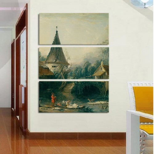 Модульная картина «Пейзаж в окрестностях Бовэ» Буше Франсуа из 3 холстов 100x120