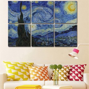 Модульная картина Винсент Ван Гог «Звёздная ночь» из 6 холстов 100x70