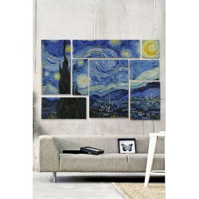 Модульная картина Винсент Ван Гог «Звёздная ночь» из 8 холстов 120x80