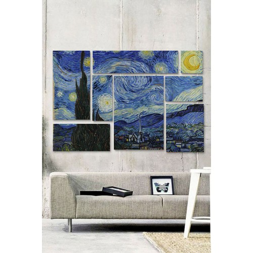 Модульная картина Винсент Ван Гог «Звёздная ночь» из 8 холстов 150x100