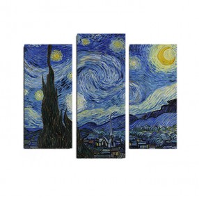 Модульная картина Винсент Ван Гог «Звёздная ночь» из 3 холстов 120x100