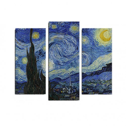 Модульная картина Винсент Ван Гог «Звёздная ночь» из 3 холстов 100x90