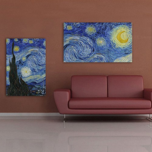 Модульная картина Винсент Ван Гог «Звёздная ночь» из 2 холстов 120x70