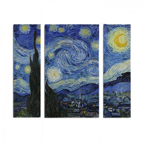 Модульная картина Винсент Ван Гог «Звёздная ночь» из 3 холстов 80x70
