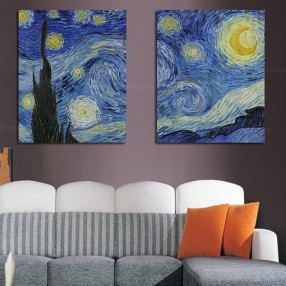 Модульная картина Винсент Ван Гог «Звёздная ночь» из 2 холстов 120x90