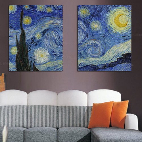 Модульная картина Винсент Ван Гог «Звёздная ночь» из 2 холстов 160x120