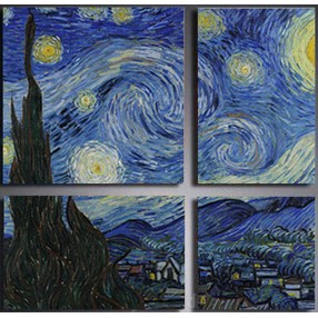 Модульная картина Винсент Ван Гог «Звёздная ночь» из 4 холстов 100x100