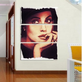 Модульная картина Анжелина Джоли из 3 холстов 90x100