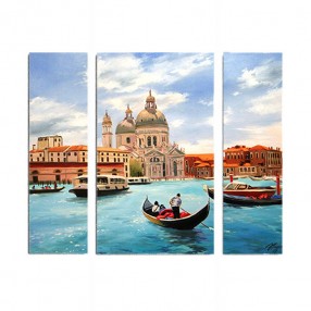 Модульная картина Венеция рисунок из 3 холстов 70x60