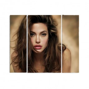 Модульная картина Анжелина Джоли из 3 холстов 70x60