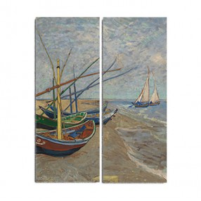 Модульная картина Винсент Ван Гог «Рыбачьи лодки в Сент-Мари» из 2 холстов 70x90