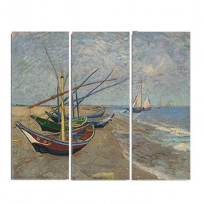 Модульная картина Винсент Ван Гог «Рыбачьи лодки в Сент-Мари» из 3 холстов 100x90