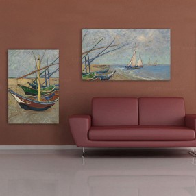 Модульная картина Винсент Ван Гог «Рыбачьи лодки в Сент-Мари» из 2 холстов 100x60