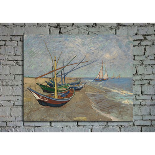Принт на холсте Винсент Ван Гог «Рыбачьи лодки в Сент-Мари» 55x35