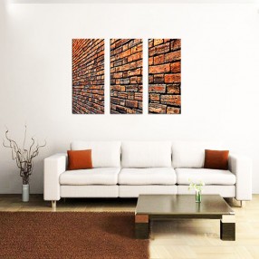 Модульная картина Кирпичная стена из 3 холстов 100x90