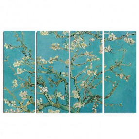 Модульная картина Винсент Ван Гог «Цветущий миндаль» из 4 холстов 130x80