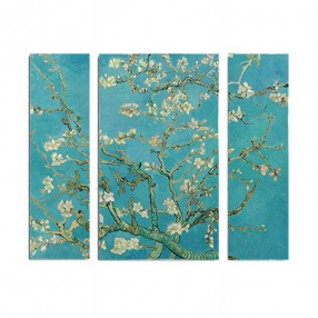 Модульная картина Винсент Ван Гог «Цветущий миндаль» из 3 холстов 70x60