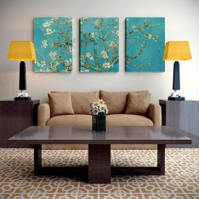 Модульная картина Винсент Ван Гог «Цветущий миндаль» из 3 холстов 105x55