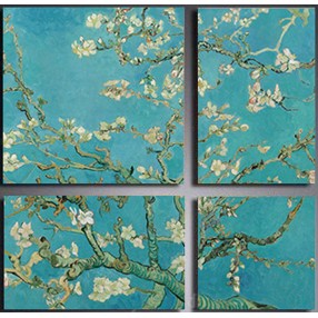 Модульная картина Винсент Ван Гог «Цветущий миндаль» из 4 холстов 100x100