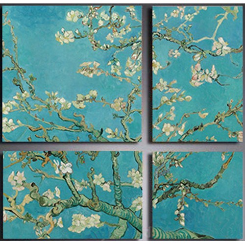 Модульная картина Винсент Ван Гог «Цветущий миндаль» из 4 холстов 100x100